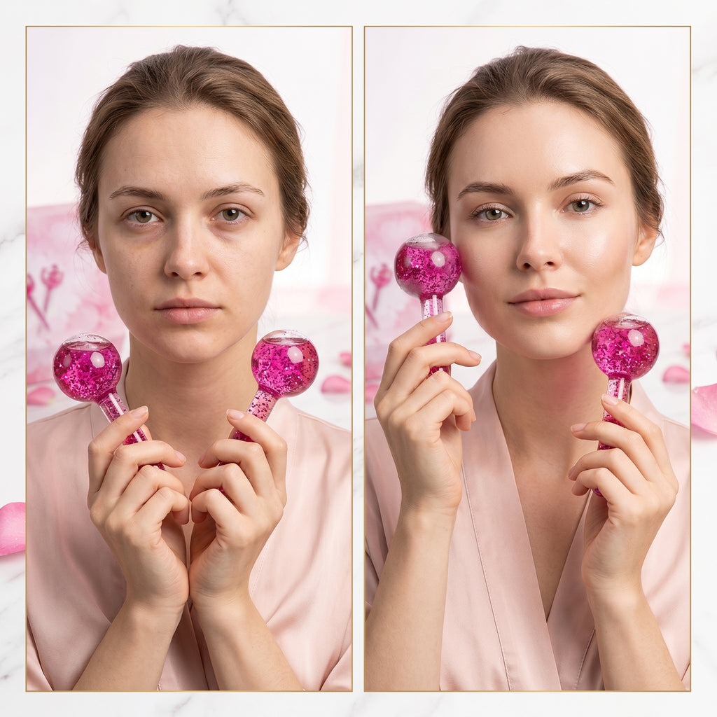 Before And After image using Cryo Glitter Globes 