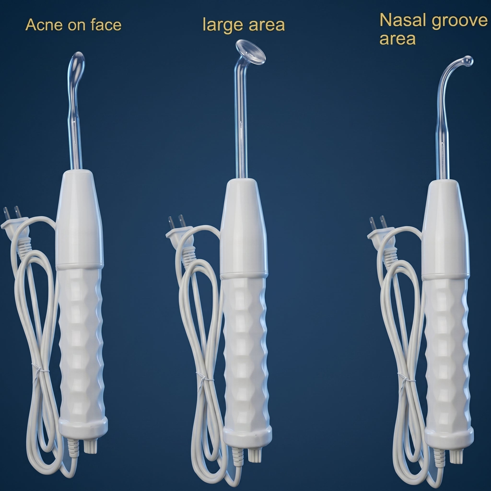 White Ozone High-Frequency Acne Therapy Device used with gears
