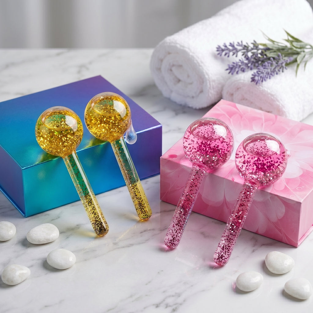 Pink And Gold Cryo Facial Glitter Ice Globes