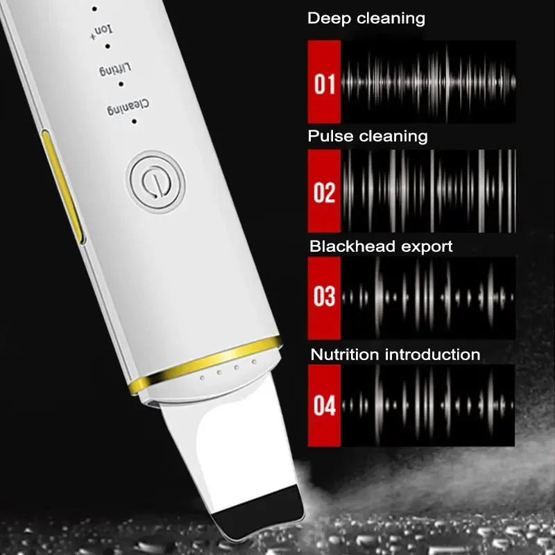 White device with cleaning functions on a black background