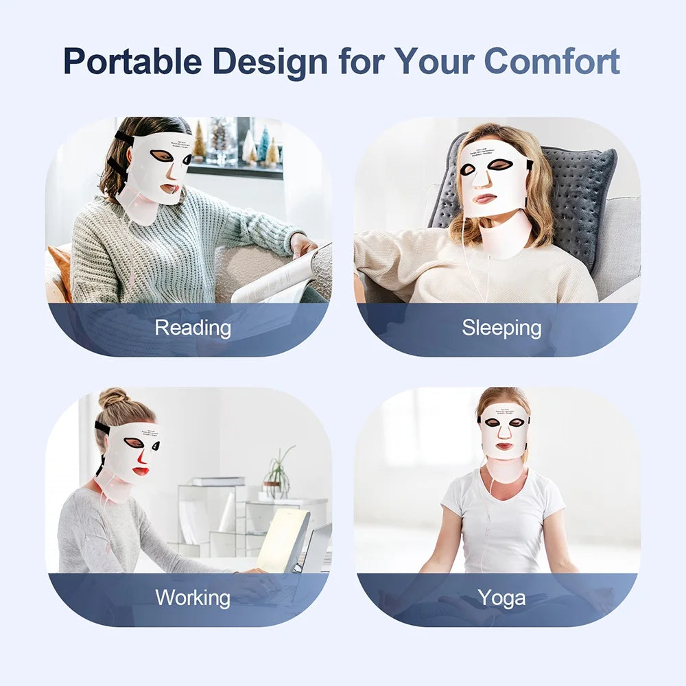 Person wearing a face mask in various activities with text 'Portable Design for Your Comfort'.