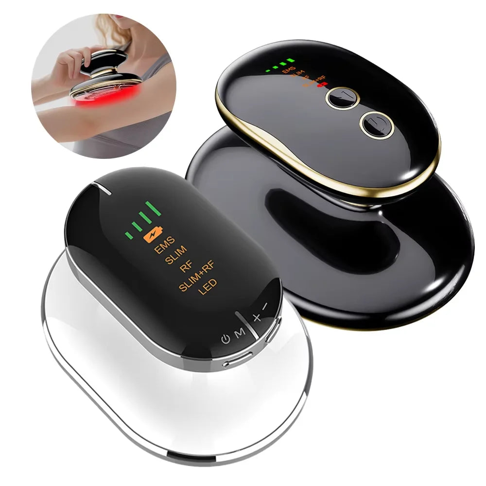 Black and White AuraSelf EMS & RF Body Sculpting Device — 4-in-1 LED Contouring & Slimming Machine