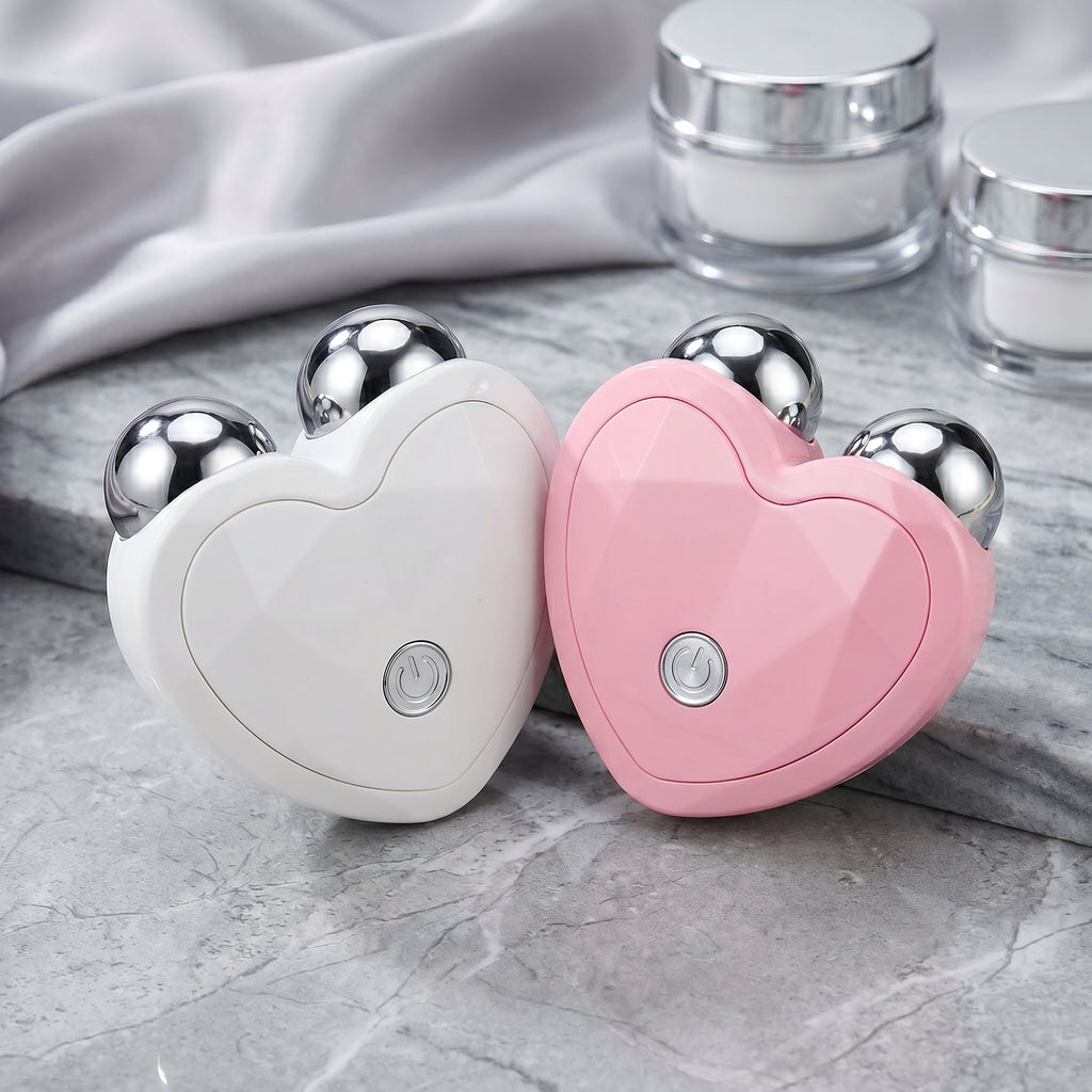 pink and white auraself microcurrent facial toning massager