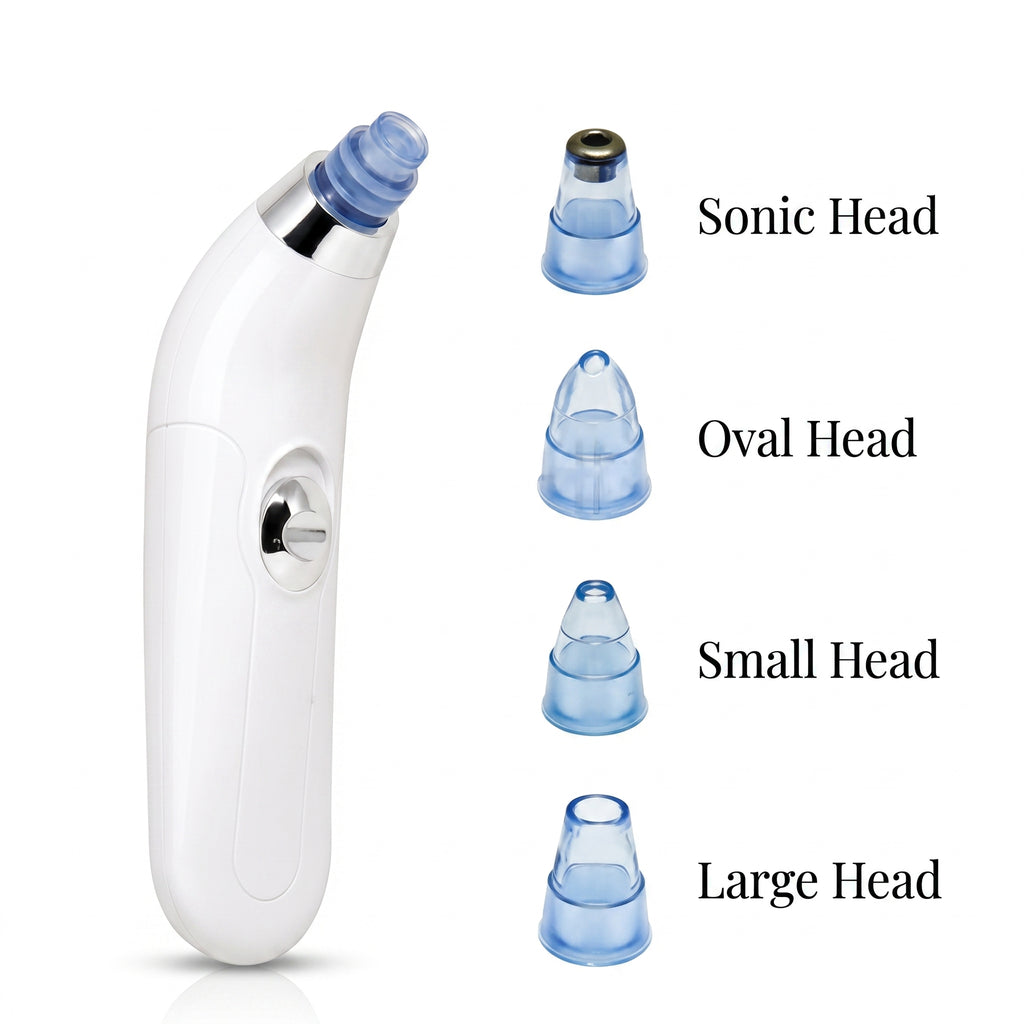 White Pro Pore Cleansing Device with blue four attachments.
