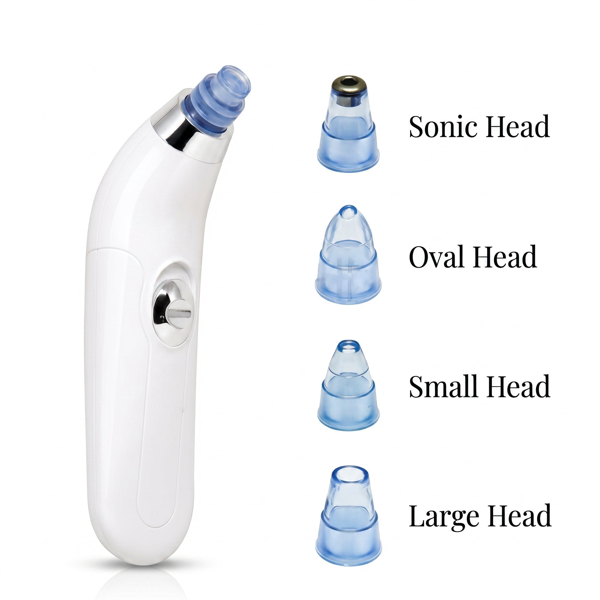 White Pro Pore Cleansing Device with blue four attachments.
