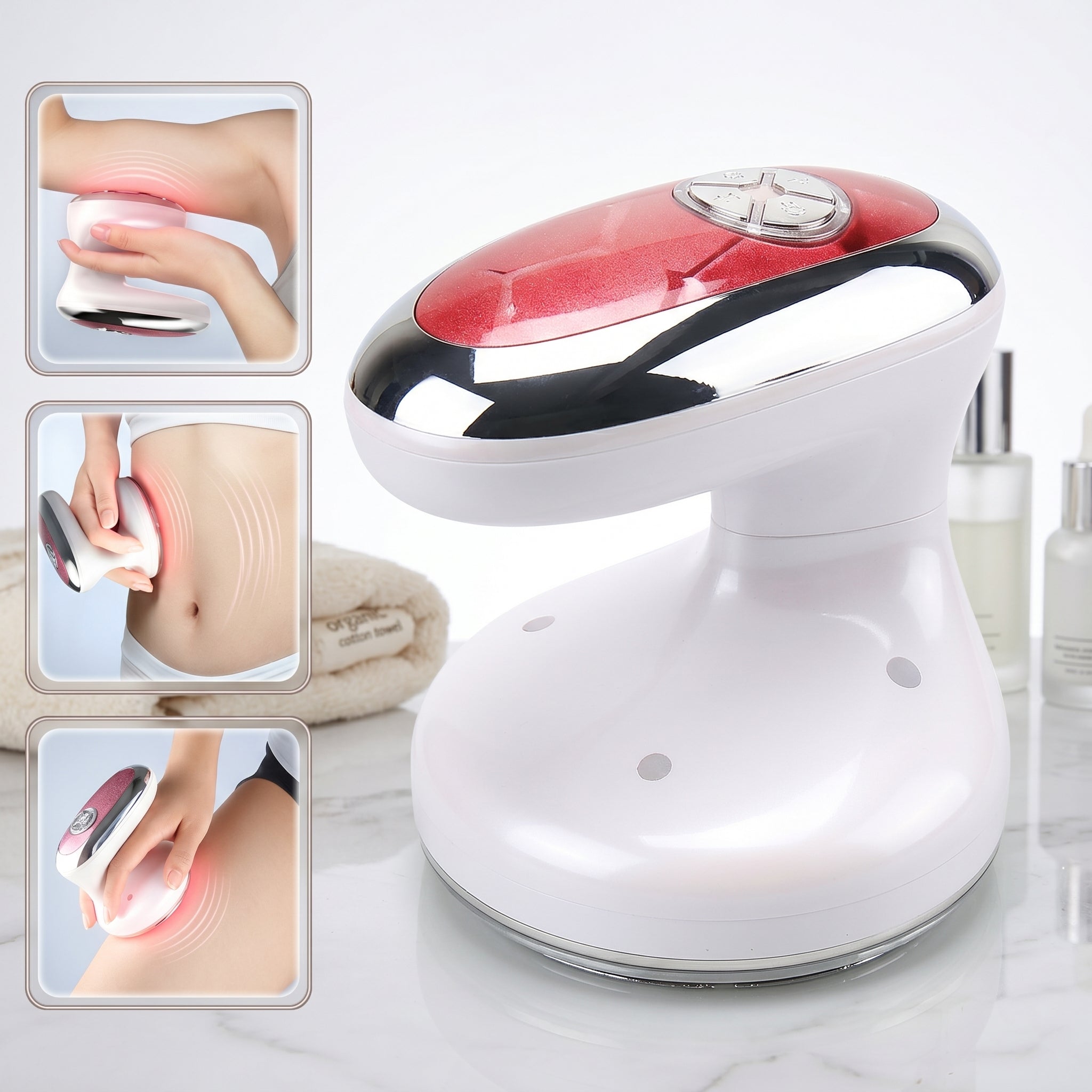 CV ultrasonic LED firming device for wrinkles and sagging skin.
