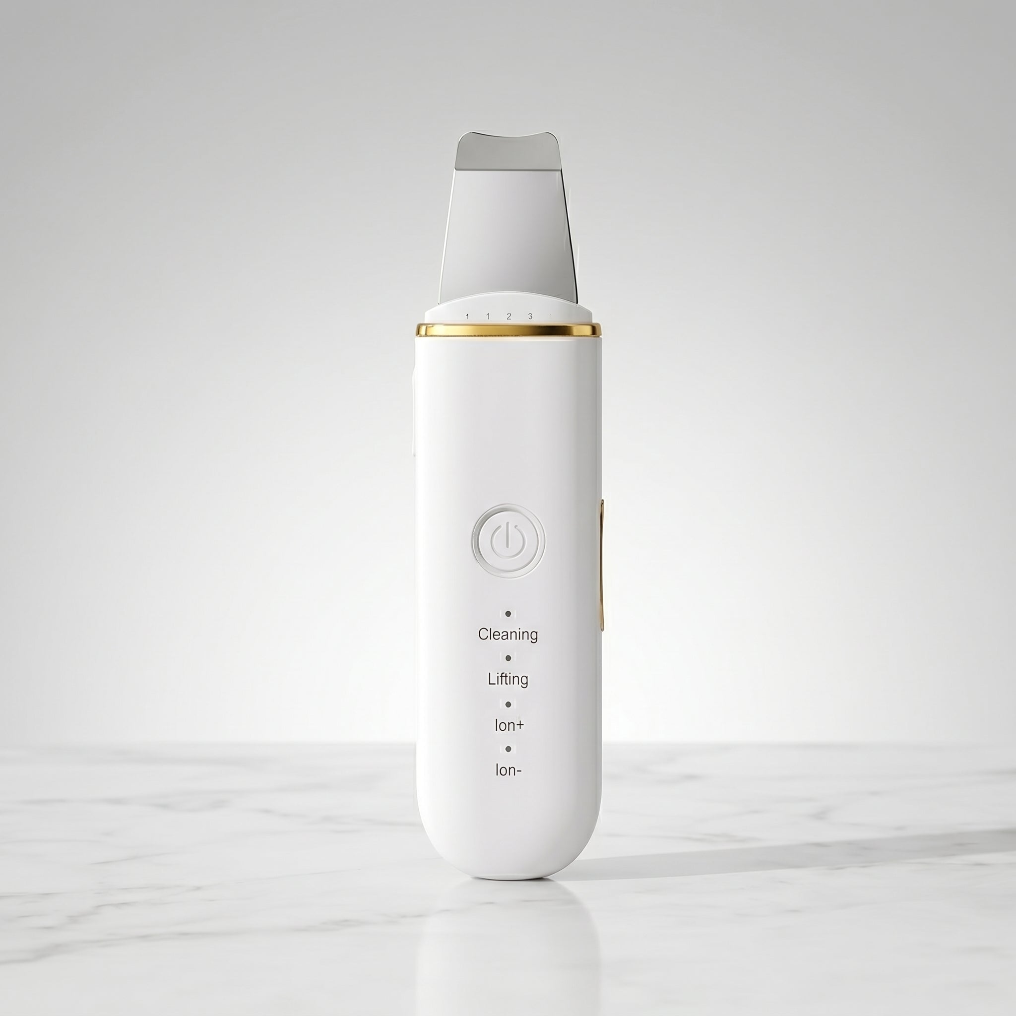 White AuraSelf Ultrasonic Facial Skin Scrubber